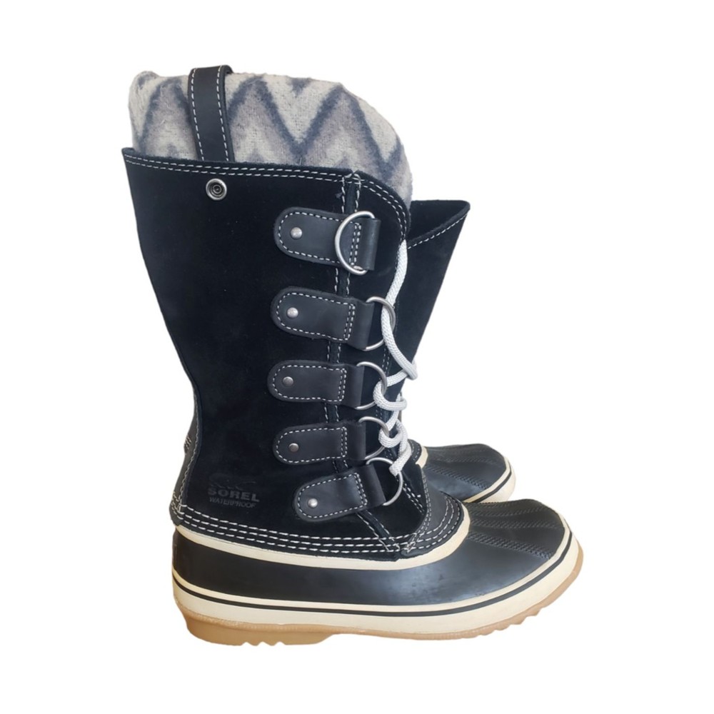 EUC Women's Sorel Boots Joan Of Artic Knit II Waterproof Suede Laces Size 8